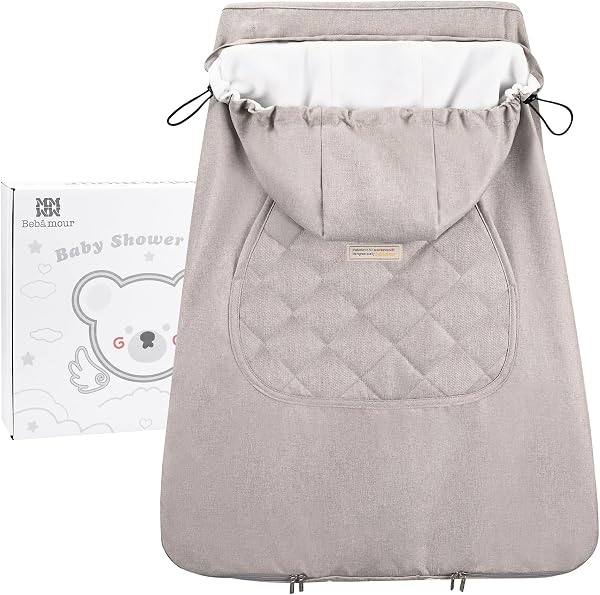 Bebear Winter Cover for Baby Carrier Warm Universal Hoodie Baby Carrier Cover for All Seasons, Khaki - 1