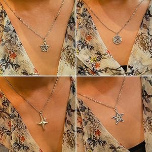 Amazon.com: LIRUNQIN 9 Pcs Y2K Grunge Goth Heart and Star Necklace