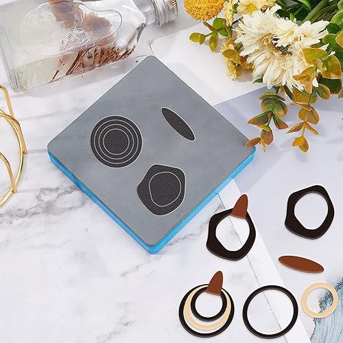 Miniatura 8 de SUPERDANT Aretes de cuero para cortar troqueles de 4 formas, cuadrados, redondos, lágrima, colgantes, joyería de madera, troquelado, troquelado,