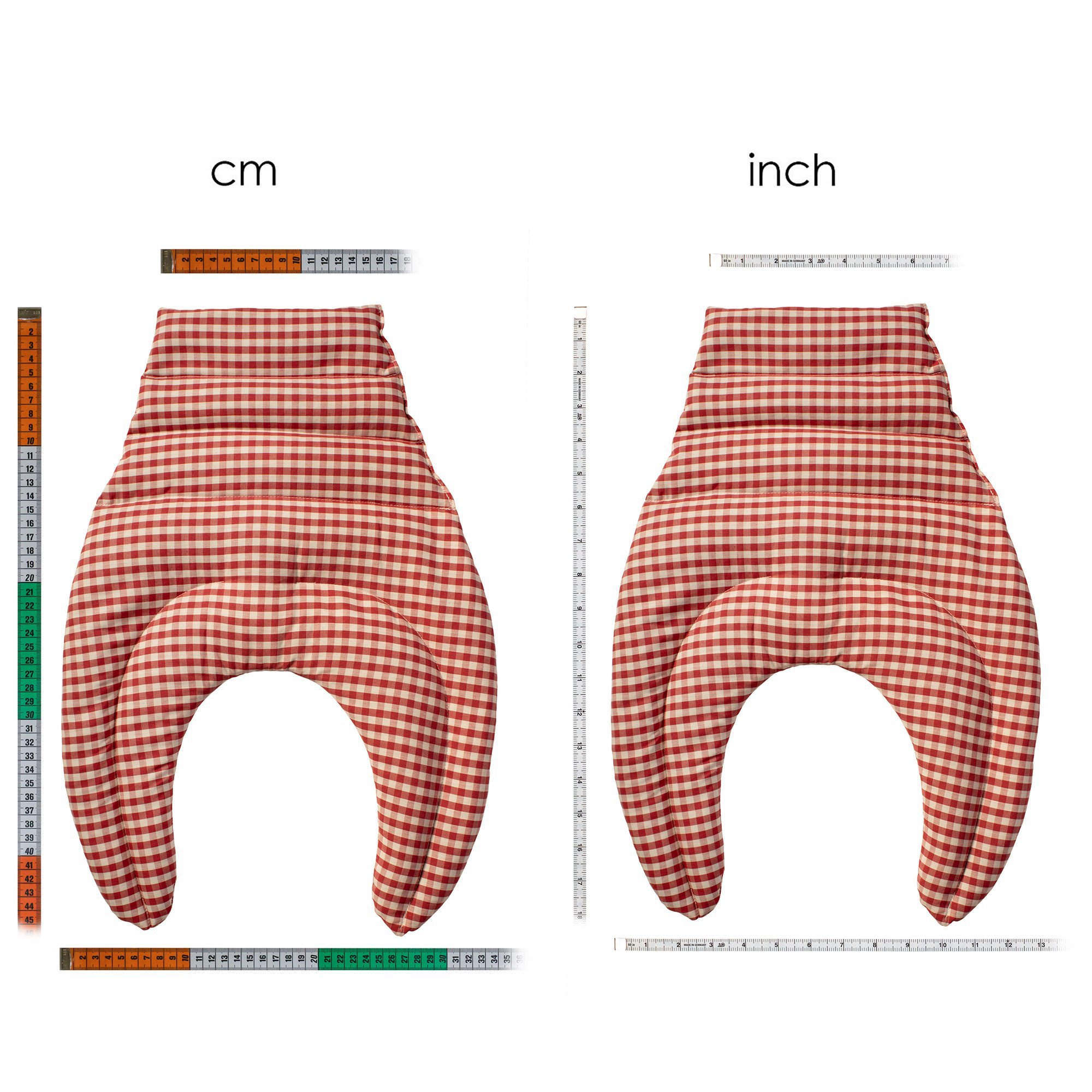 Cuscino cervicale bio compartimentati con parte dorsale - Tessuto bio rosso e bianco a quadri - semi di farro bio - Riempimento bio + Tessuto bio - Cuscino termico per collo e schiena