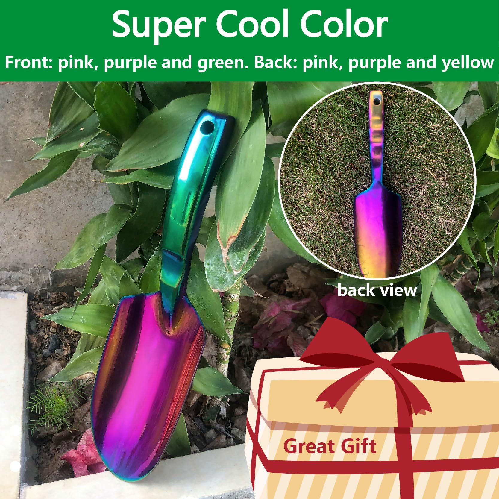 Pala da giardino – Confezione da 2 attrezzi da giardinaggio, cazzuole da giardino ad alta resistenza, per scavare, piantare trapianto, ottimo regalo per gli amanti del giardino, colorate