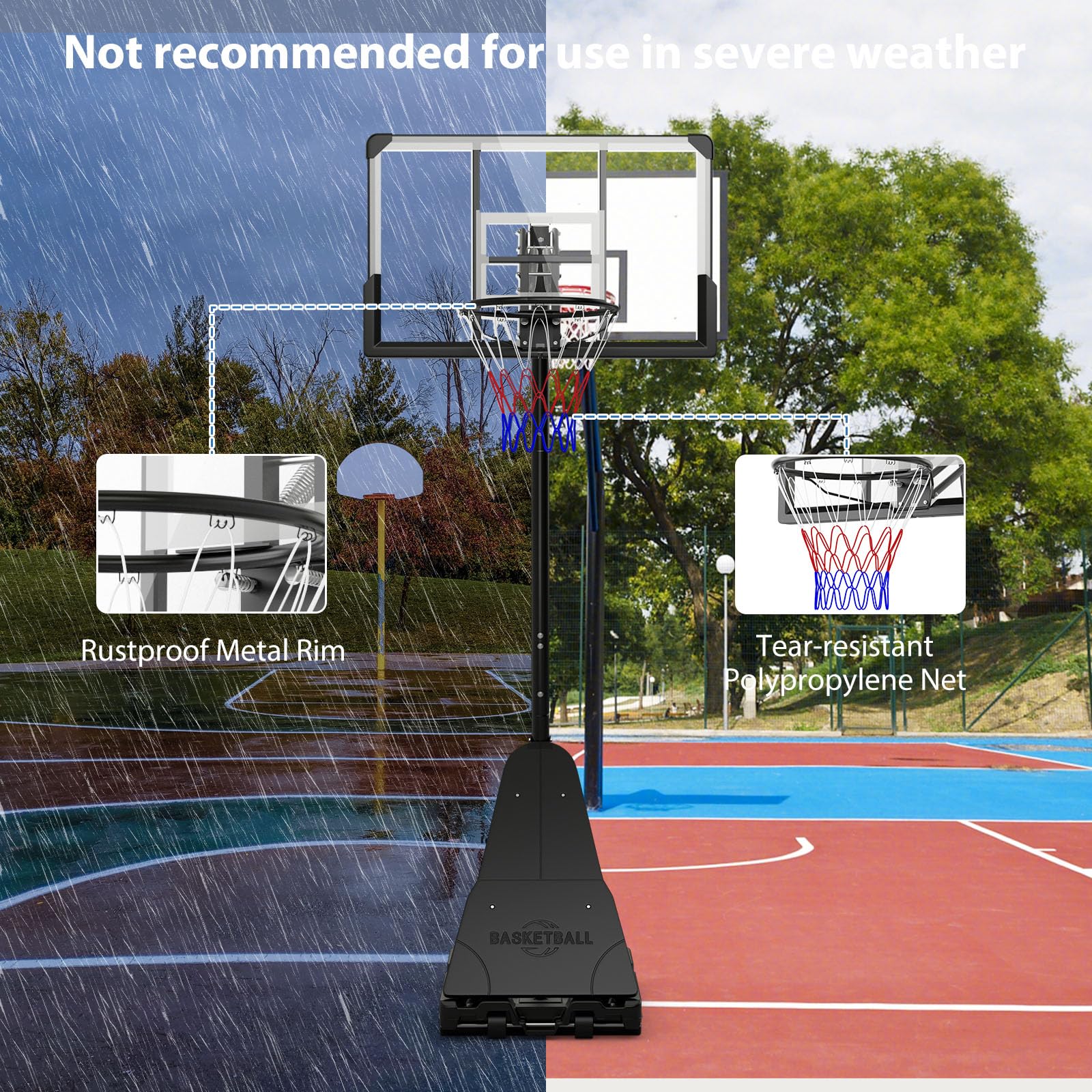 LIFEZEAL Canasta de Baloncesto Ajustable en Altura de 1,50 a 3,05 m, Soporte de Baloncesto portátil con Tablero de PC, Soporte rellenable, Sistema de Baloncesto para niños y Adultos