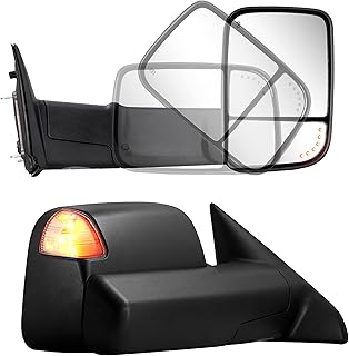 Sanooer Towing Mirrors Compatible with 2009-2018 Dodge Ram 1500, 2010-2018 Dodge Ram 2500 3500 with Power Glass Heated Turn Signal Light Puddle Lamp Temp Sensor Filpup Pair Set