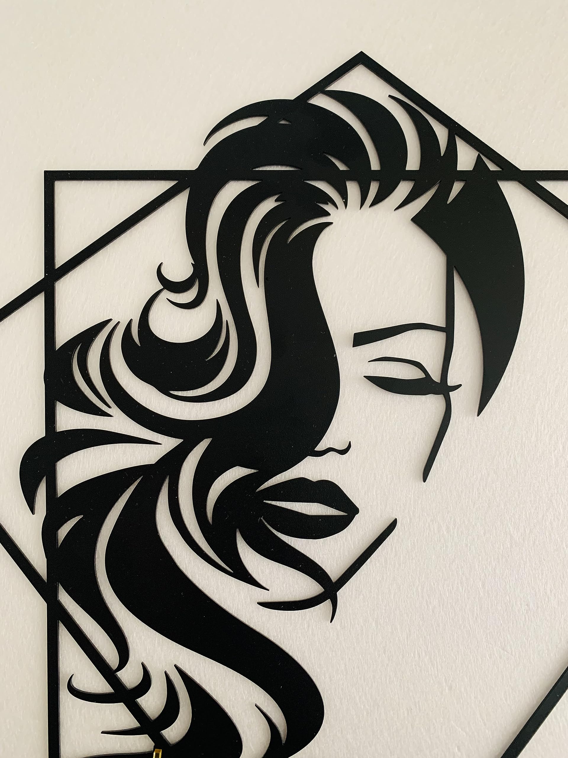 Letrero metálico con texto personalizado Placa cartel de metal Signo de profesional peluquería, Nombre del estilista, Cara de mujer, Salón de belleza, Tienda de peinados Salón de manicura (Design 2)