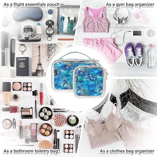 Miniatura 7 de Sea Shell Turtle Clear Toiletry Bag for Traveling,2 Pack Makeup Cosmetic Bag with Zipper,Travel Bag for Toiletries,Travel Essentials 21215059