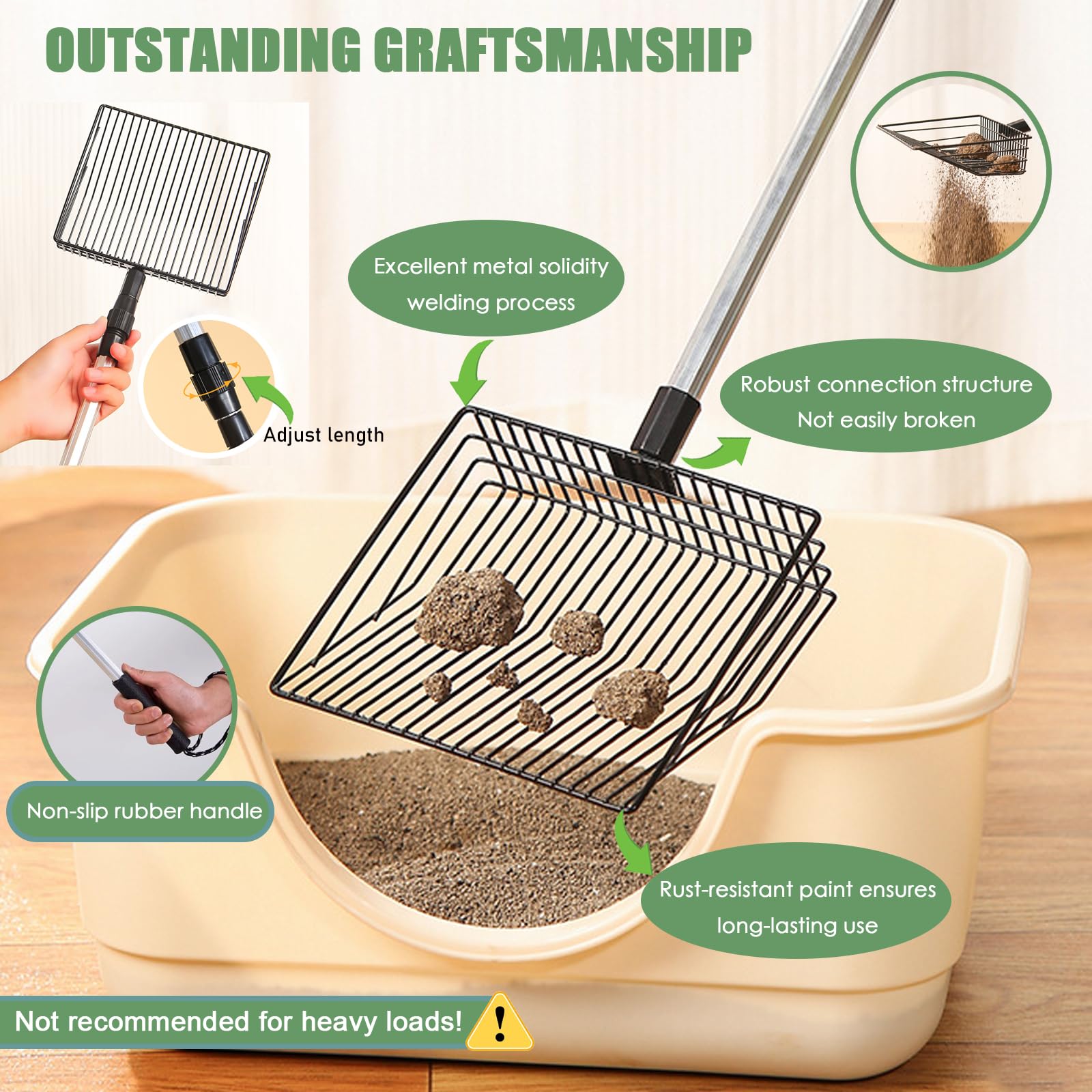Pala para excavar pollos, pala extensible para gatos de aleación de aluminio, pala de pollo ajustable, accesorio para gallinero, adecuado para limpiar excrementos de gatos y pollos