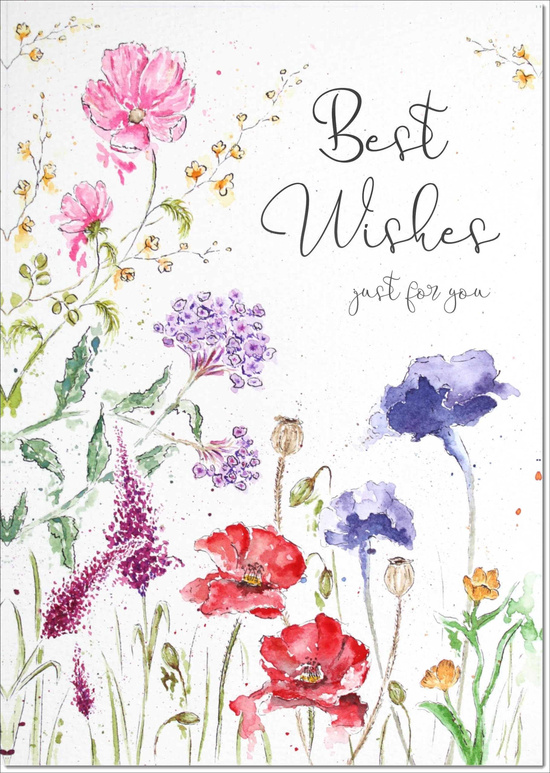 doodlecards Best Wishes Card Wildflowers Spring Flowers Large A4 Size with Plain Envelope — image 1