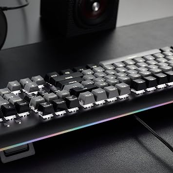 Hexgears GK735 Wired Full Size Mechanical Keyboard, Aluminum Housing Built for Gamers w/Kailh Box White Switch, White Backlit + Surrounded by RGB Light Strip, 104 Keys Gaming Keyboard for PC/Mac