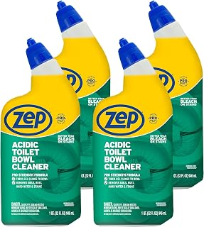 Zep Acidic Toilet Bowl Cleaner 32 oz Case of 4 ZUATBC324 - 2x Thicker Clinging Gel Removes Rust Stains Hard Water