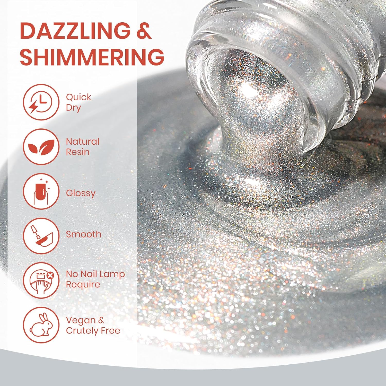 SUPWEE Cat Eye Nail Polish, 16 ml Cat Magnetic Nail Polish, Quick Drying | Silver Quick Dry Glitter Cat Eye Nail Polish Magnet Gel Without UV Lamp Home DIY Nail Art Bright Silver
