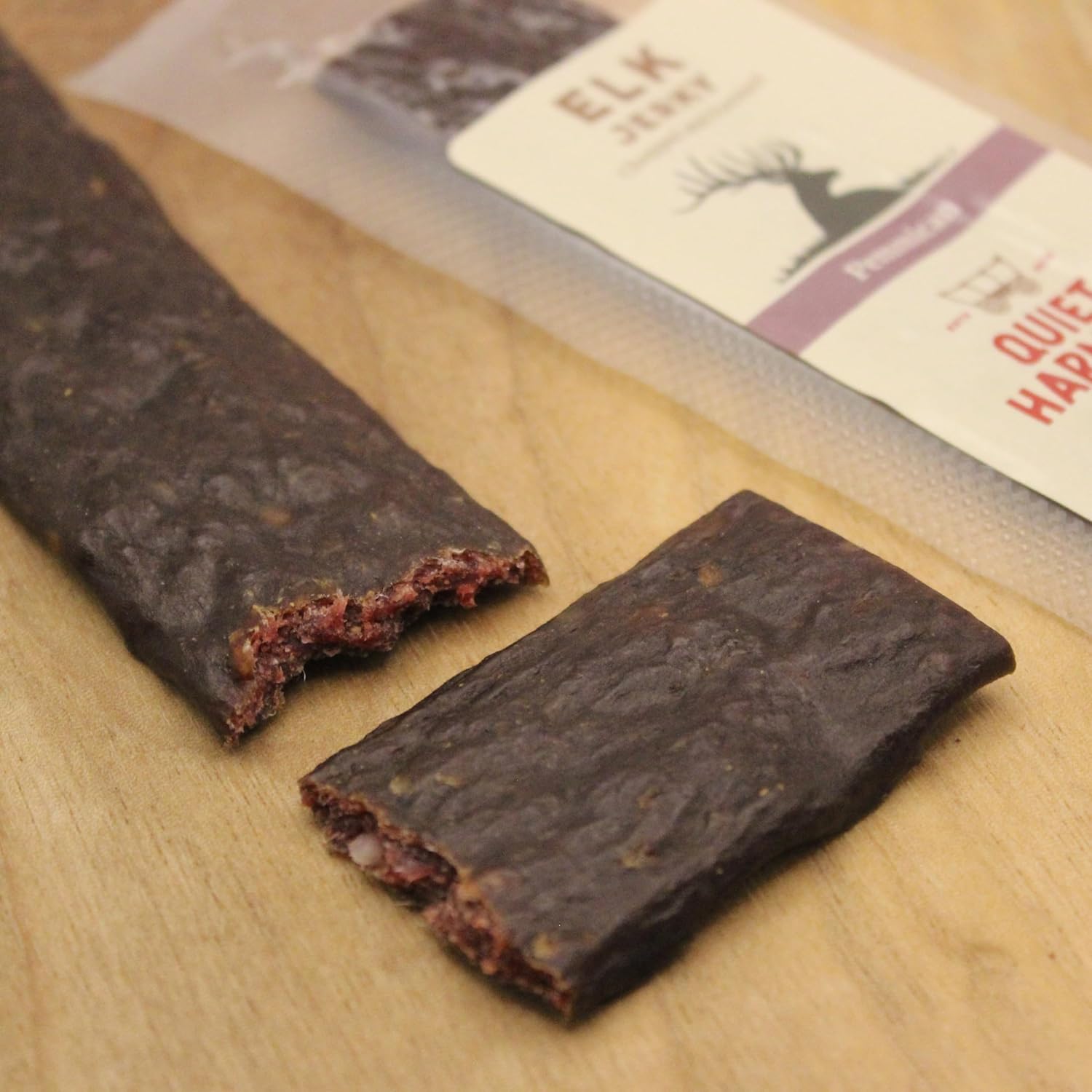 Pemmican Elk Jerky from Quiet Harmony Ranch - 0.65 oz each, 100% Elk Meat - No Added Beef, Pork, or other Meat or Fat (Pack of 6 Strips)