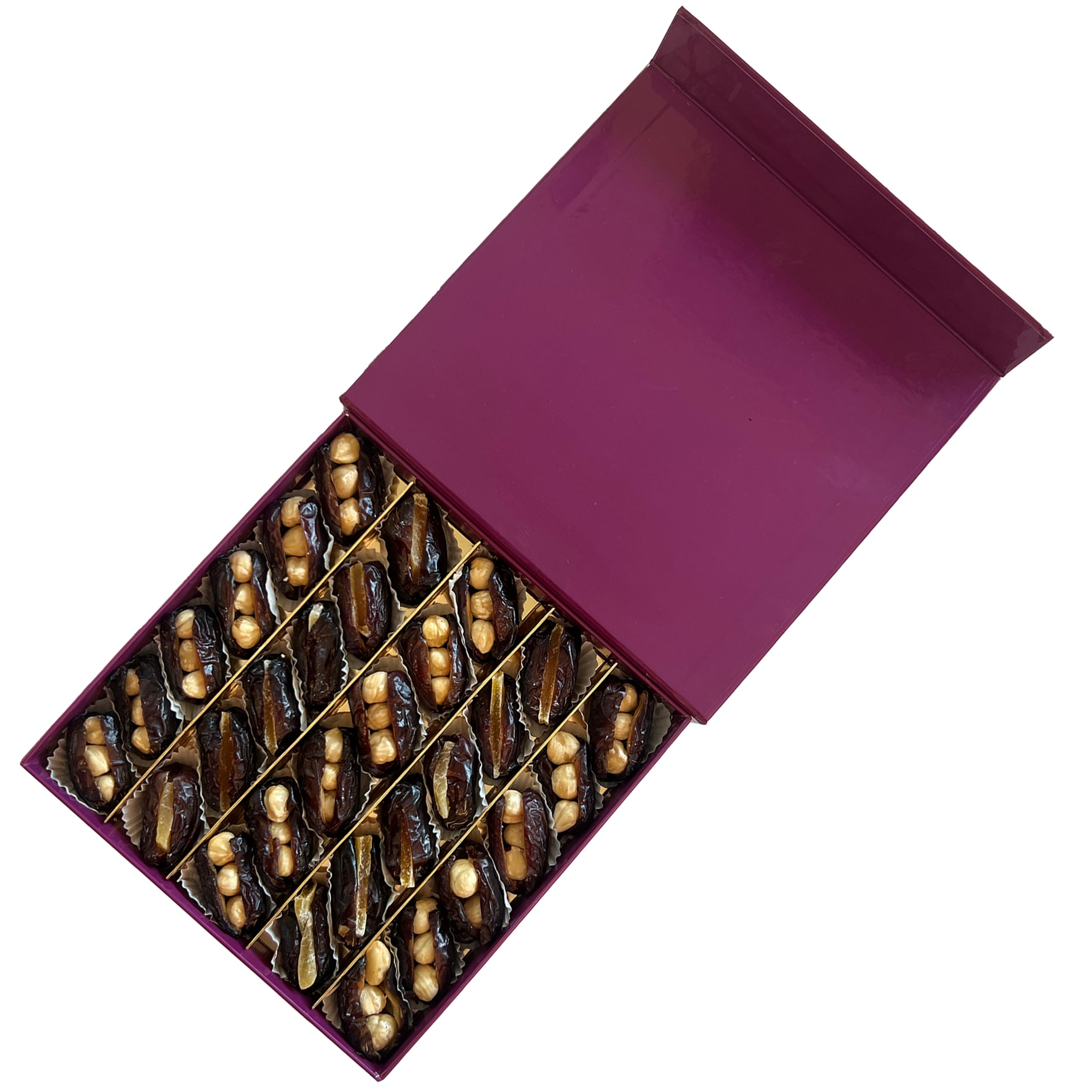 Arabian Harvest Hazelnuts and Mango strips Dates No Artificial Colour Healthy Dry Fruits for Eid, Ramadan, Family & Friends | Premium Assorted Dates Gift Box(400 Grams)