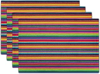 Mexican Placemats Set of 4 - Colorful Stripes Place Mats 12x18 Fiesta Tablemats Table Mats for Party Kitchen Dining