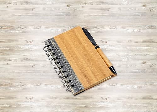 Miniatura 5 de Bamboo Covered Notebook, Spiral Hardcover, Bamboo Ballpoint Pen, Diary for Students, Sketches, Writing, Lined Page, Arts & Crafts, Note-Taking, 70