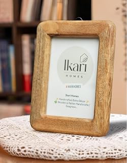 Ikari Homes Wooden Rectangular Photo Frame,Handcrafted Boho Design, Antique Finish,Set With High Definition Glass,Photo Fr Price In India