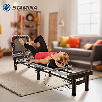 AeroPilates Reformer - Pilates Reformer Workout Machine for Home Gym - Cardio Fitness Rebounder- Up to 300 lbs Weight Capacity, Black | Pilates Reformer Workout Machine for Home Gym; Cardio Fitness Rebounder- Up to 300 lbs Weight Capacity