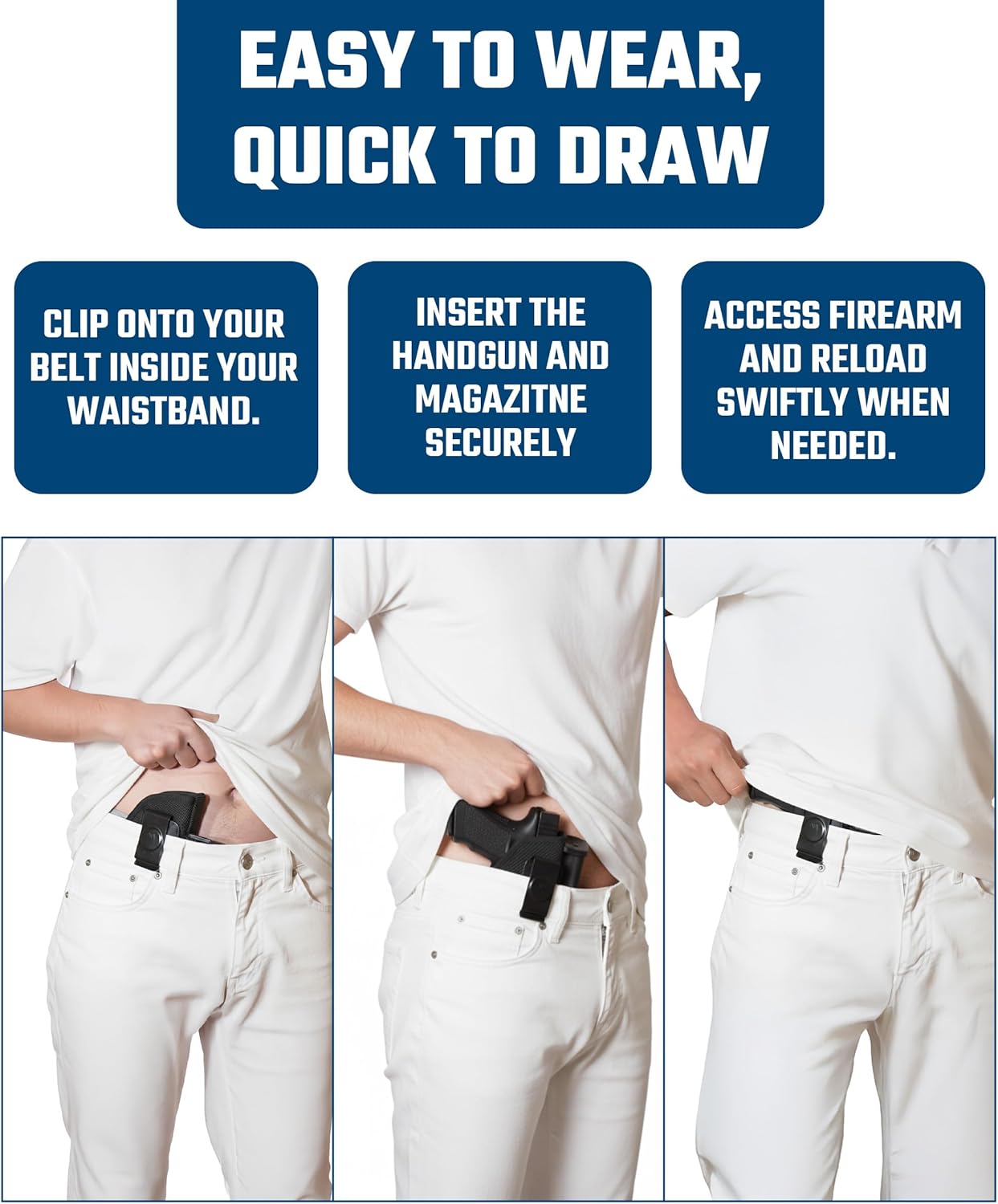 IWB Holster for Concealed Carry Inside Waistband Holster Belt Clip Gun Holster with Kydex Magazine Holster, CCW Universal IWB Holster Compatible with 1911, Glock 17 19 21 26 27 30 43X, Springfield XD