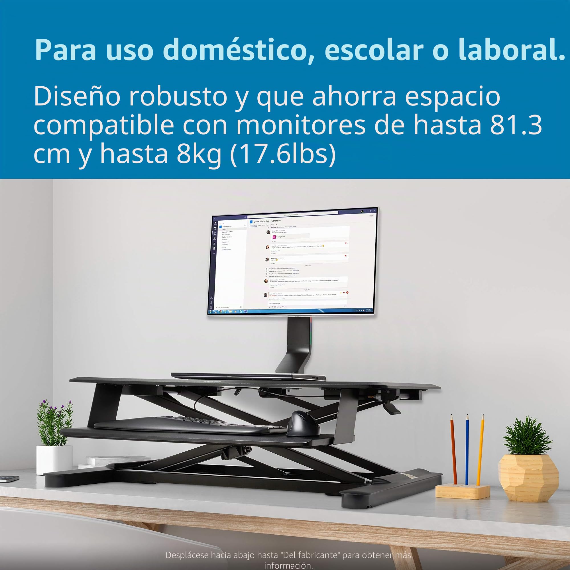 Kensington Brazo SmartFit para un Monitor con Placa VESA - Brazo de Ahorro de Espacio para un Monitor Pequeño con Configuración de Altura Ajustable, Negro (K55512WW)