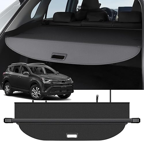 Funda de carga compatible con Toyota RAV4 2018 2017 2016 2015 2014 2013 Accesorios de fibra de carbono textura retráctil maletero cubierta de