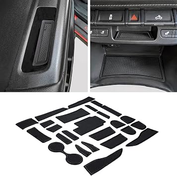 JDMCAR Custom Liner Accessories Compatible with Chevy Colorado/GMC Canyon 2015 2016 2017 2018 2019 2020 2021 2022, Cup Holder, Door Pocket, and Center Console Mat Kit 26-PC Set Crew Cab, Black Trim