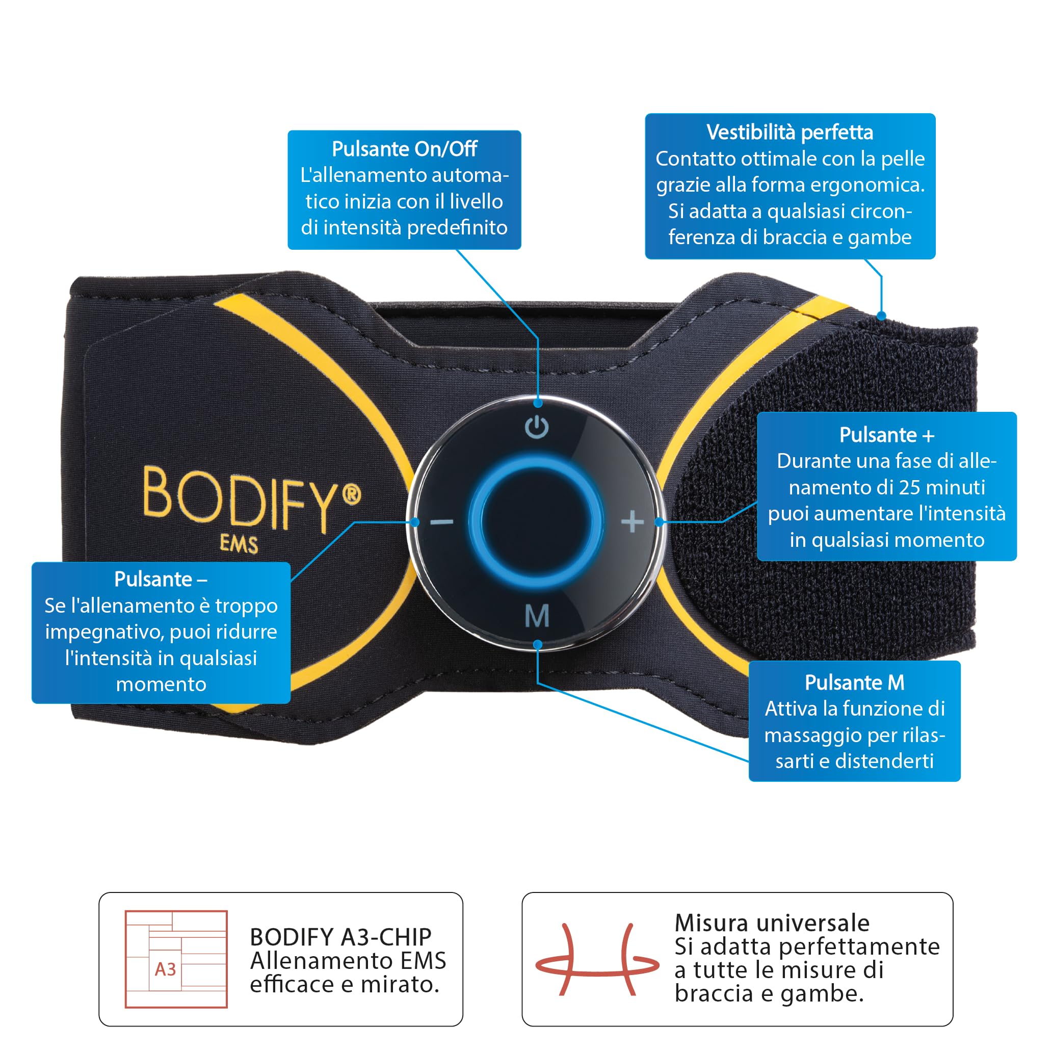 Bodify® 2-in-1 EMS Arm & Leg Trainer PRO – Attivazione mirata di Braccia e Gambe! – Attivazione Muscolare – Allenamento EMS – Allenamento di Braccia e Gambe – per Uomini e Donne L'Originale
