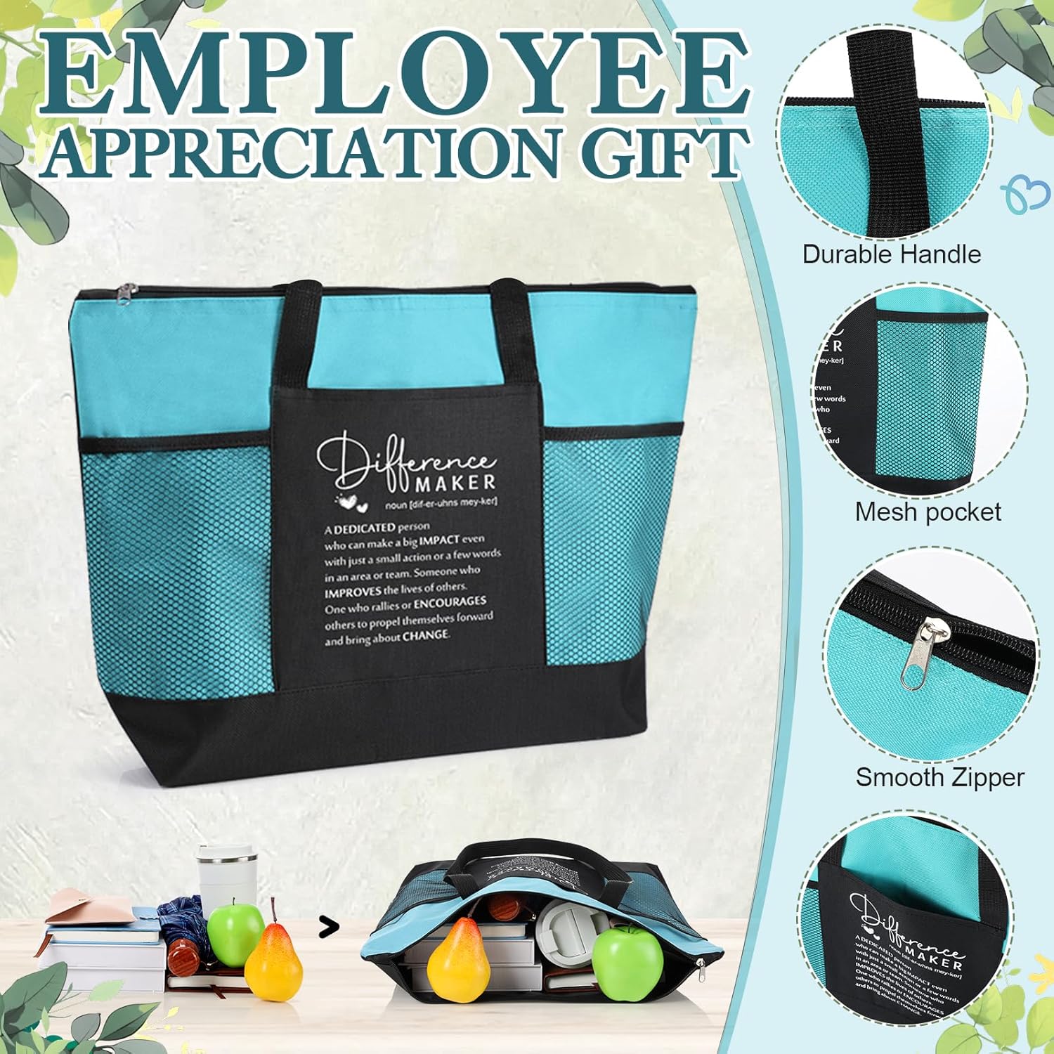 20 Pcs Difference Maker 2026 Nurse Week Gifts Bulk Tote Bags Pocket for Teacher Nurse Employees Coworker Graduation