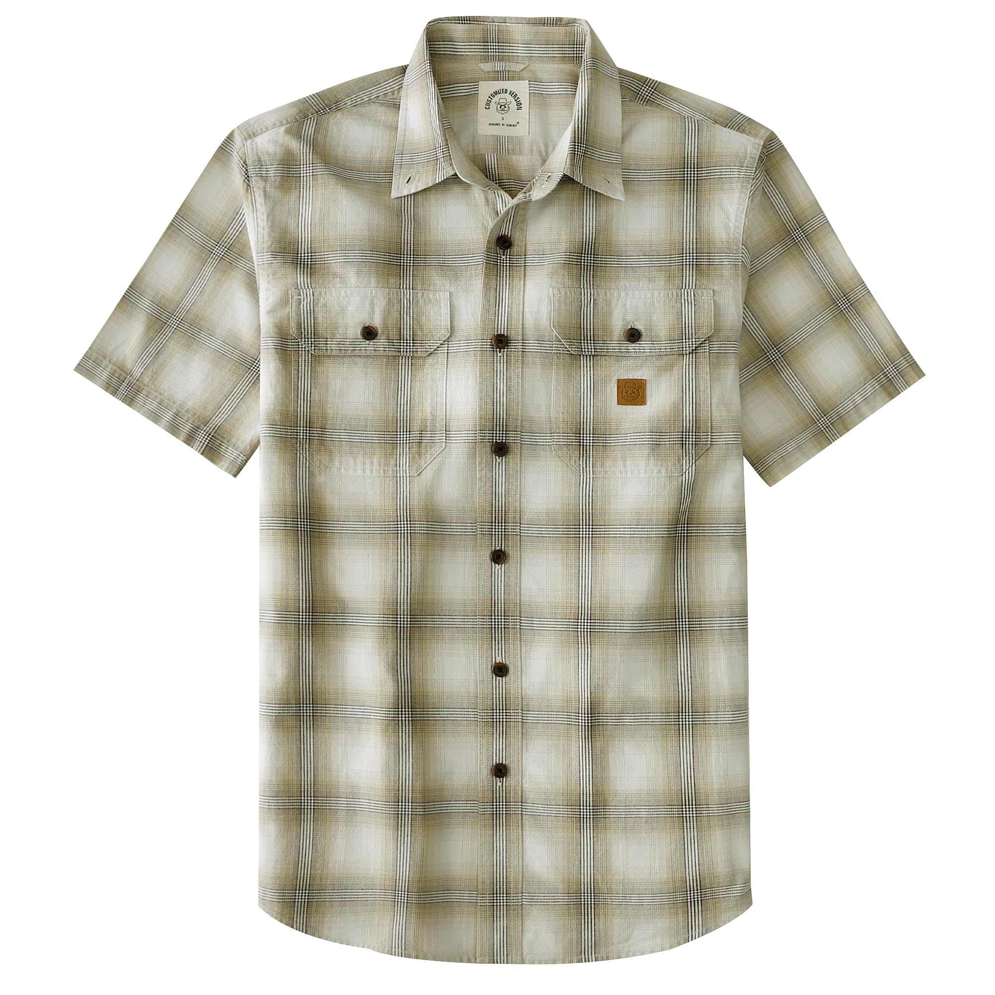 Dubinik® Camicia da uomo a maniche corte con bottoni e doppie tasche, abbigliamento da lavoro rinfrescante e casual a quadri da uomo