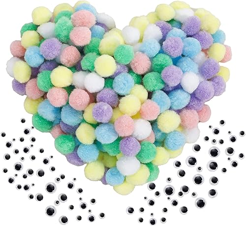 Miniatura 28 de Caydo [400 piezas] - 300 pompones surtidos de 1 pulgada con 100 pompones multicolor para artes y manualidades para niños, decoración de manualidades