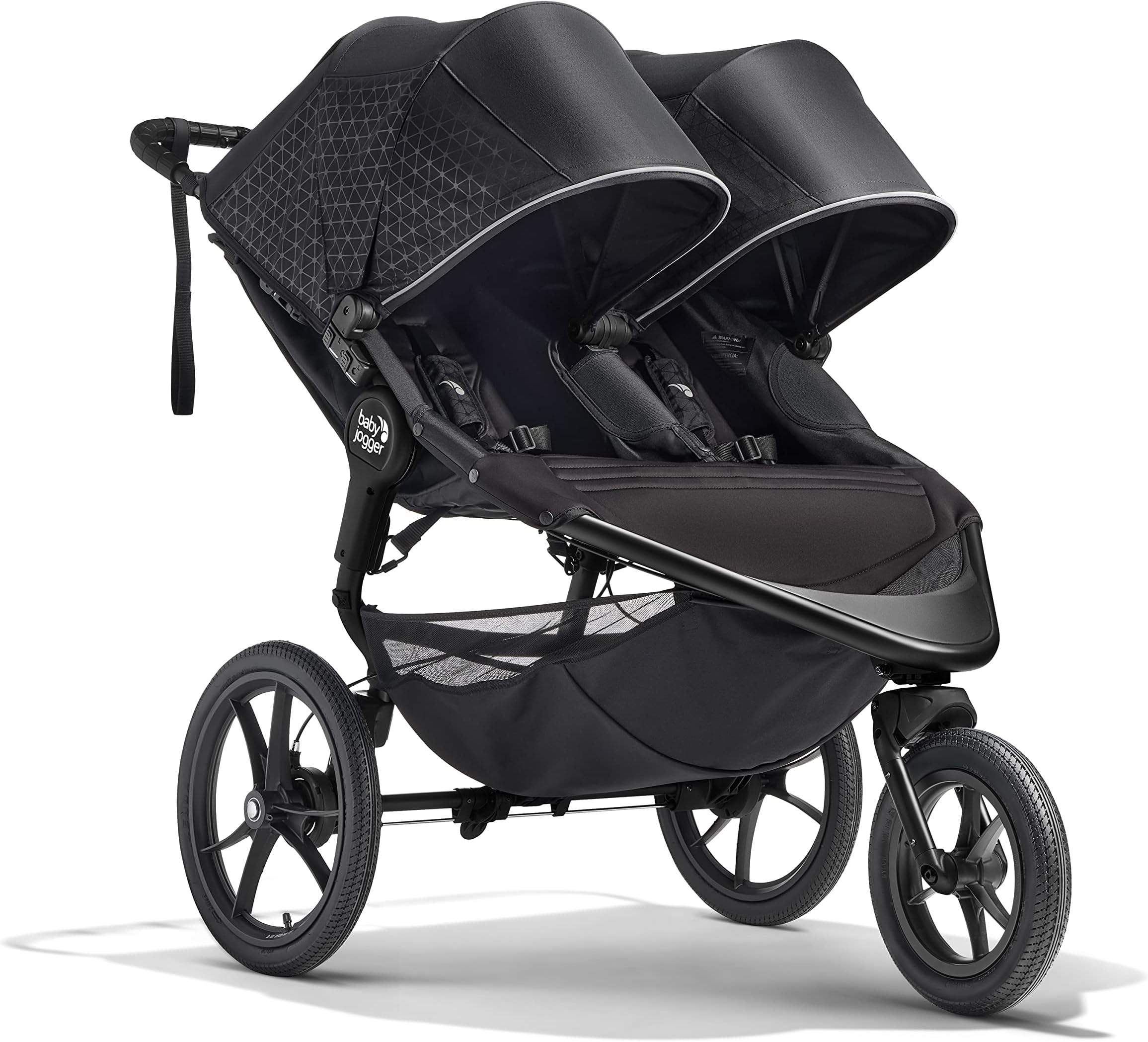 Summit X3 Double Jogging Stroller, Side by Side Double Stroller with Smooth Ride for Walking/Jogging, Compact Fold, All-Terrain Air Filled Tires, and All-Wheel Suspension, Midnight Black