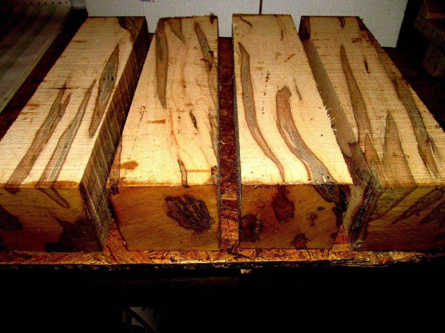 4 Piece of Ambrosia Maple Turning Blocks Lumber Lathe Carve Wood 3" X 3" X 12"