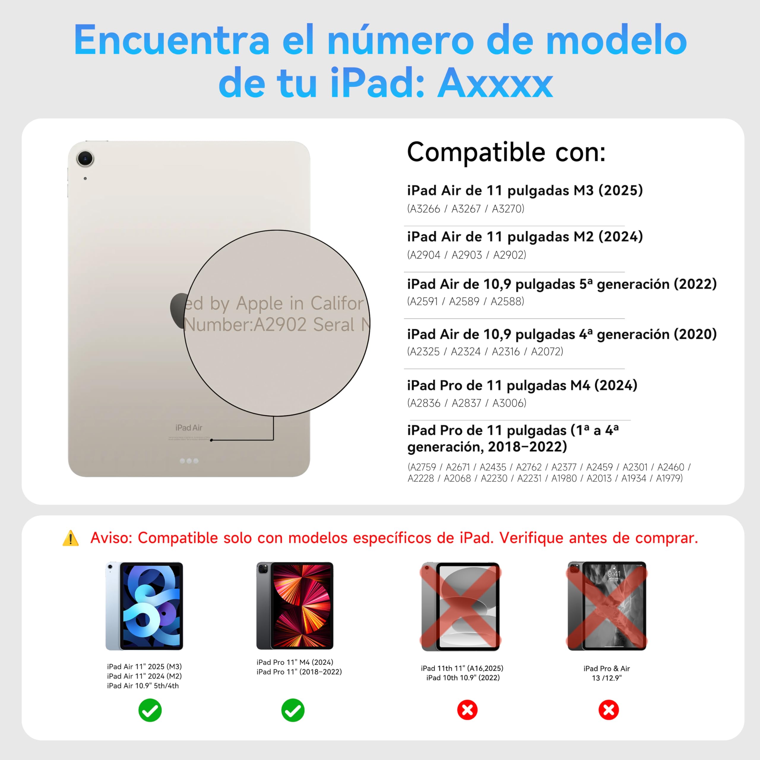 HOU Funda con Teclado para iPad Air 11", Air 5/4, Pro 11", Ultraligera 430g | Esquinas Reforzadas, Estructura Hueca Disipadora de Calor, Teclado con Letra Ñ, Diseño Portátil, Negro
