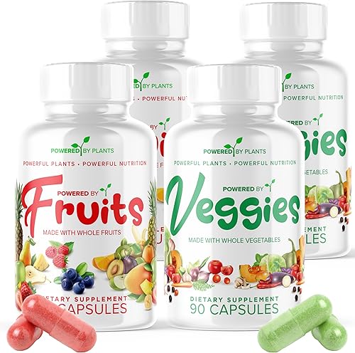 Suplemento diario de frutas y verduras, 360 cápsulas durante 60 días, superalimento sin OMG y sin gluten con vitaminas naturales, alimentado por