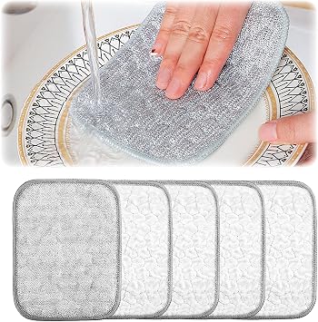 Jiexily 2025 New Multipurpose Wire Dishwashing Rags for Wet and Dry, Reusable Metal Scrubbing Pads Sponge Cloths, Non-Scratch Wire Dishcloth for Cleaning Kitchen Dishes, Sinks 5 Pcs