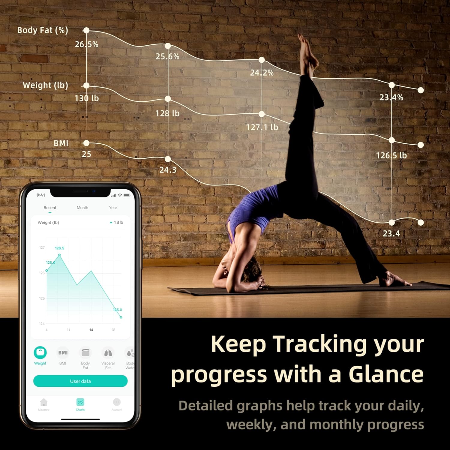 RUNSTAR Scale for Body Weight, High Accurate Digital Body Fat Scale with 8 Electrodes Composition Analyzer with Heart Rate Heart Index Body Balance Extra Large Display 400Lb : Health & Household