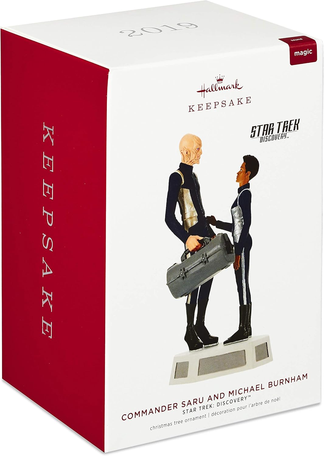 Hallmark Keepsake Christmas Ornament 2019 Year Dated Star Trek: Discovery Commander Saru and Michael Burnham with Sound,