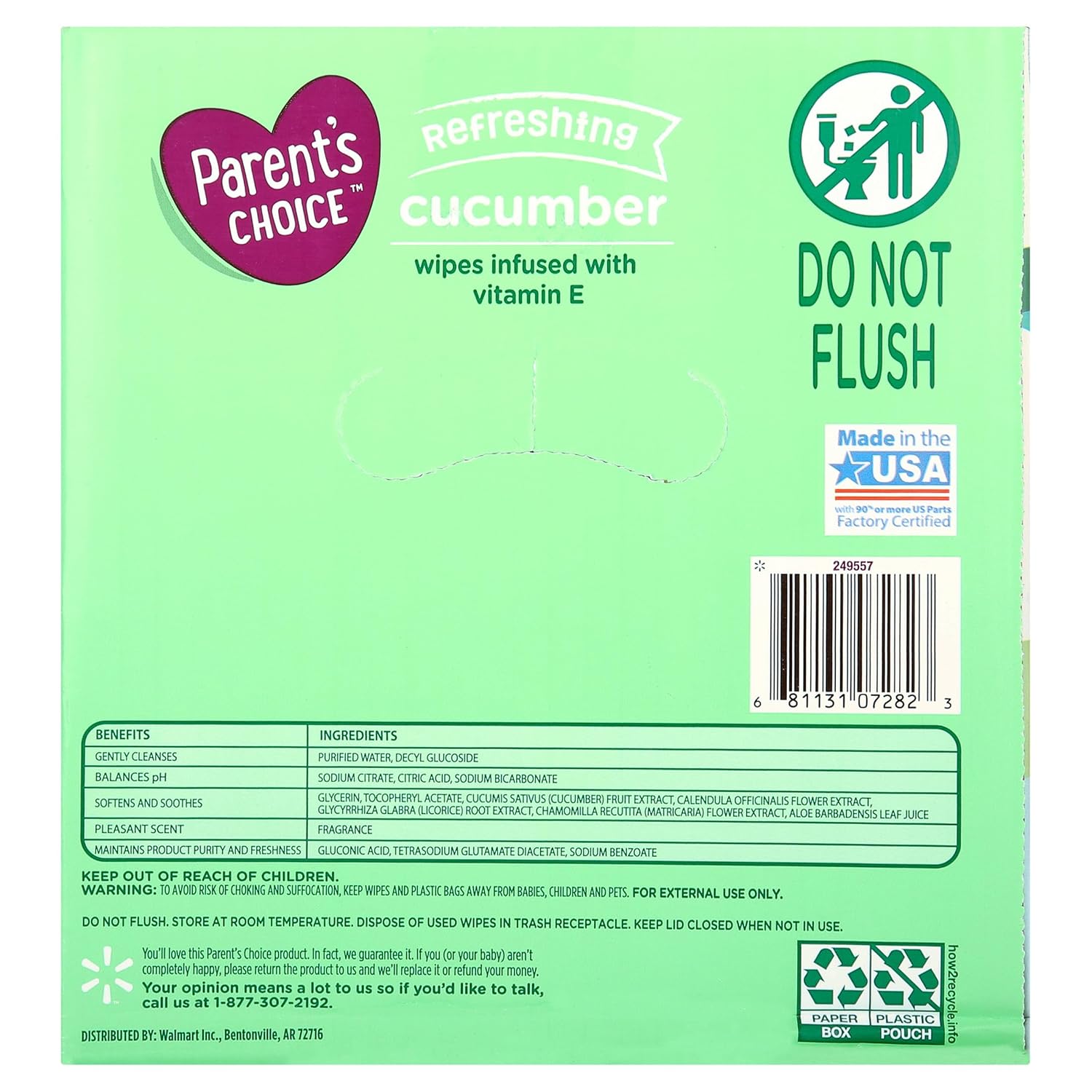 Cucumber Scent Baby Wipes, 900 Count - Infused With Vitamin E - Free From Phenoxyethanol, Parabens, Dyes, Phthalates, And Alcohol - Nine Individual Packs Of 100ct Wipes