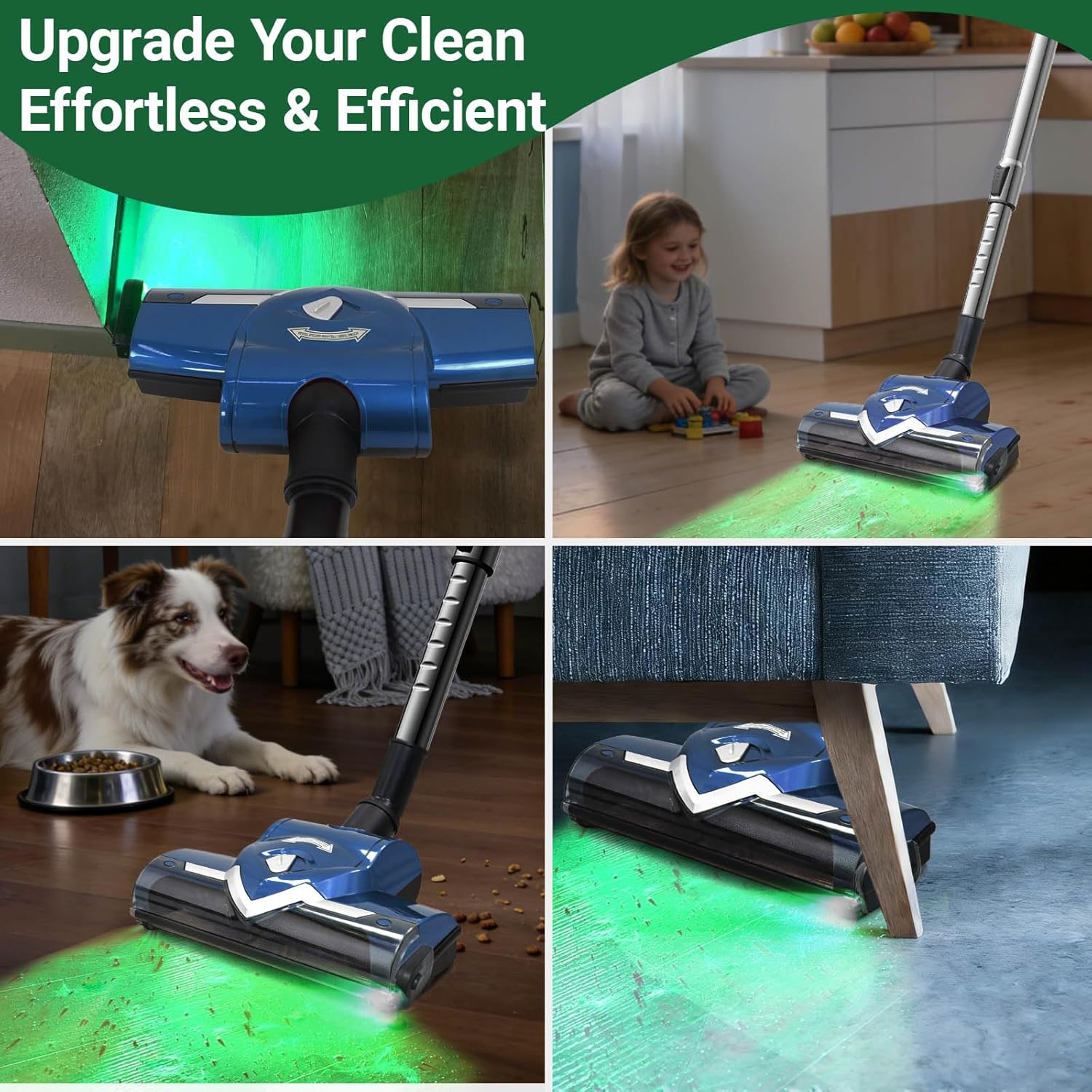 EZ SPARES Replacement Turbo Brush Head with Dust Display LED,Universal Vacuum Cleaner Brush Compatible with Most Vacuum Brands,Hoover Eureka Royal, Rainbow Shop Vac,As Christmas New Year Gifts(Blue)