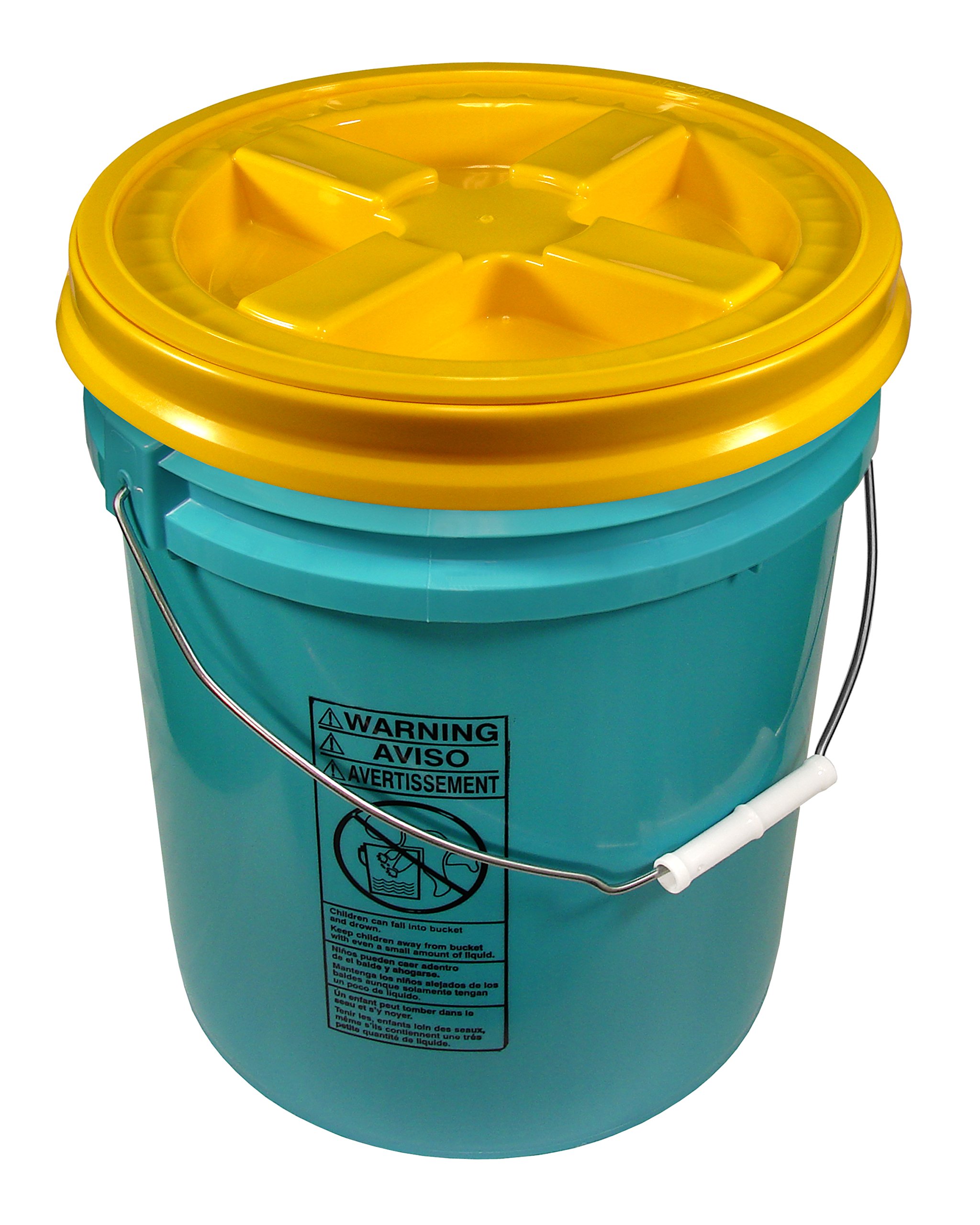 Turquoise 5 Gallon 90 mil Bucket with Gamma Seal Lid (Yellow)