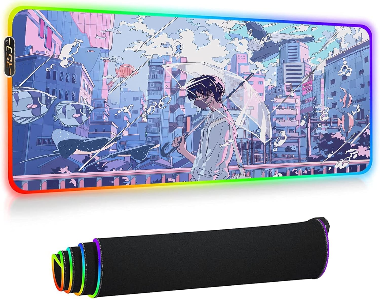 Gaming Mouse Pads RGB Cute Anime Boy Mouse Pad XL Large