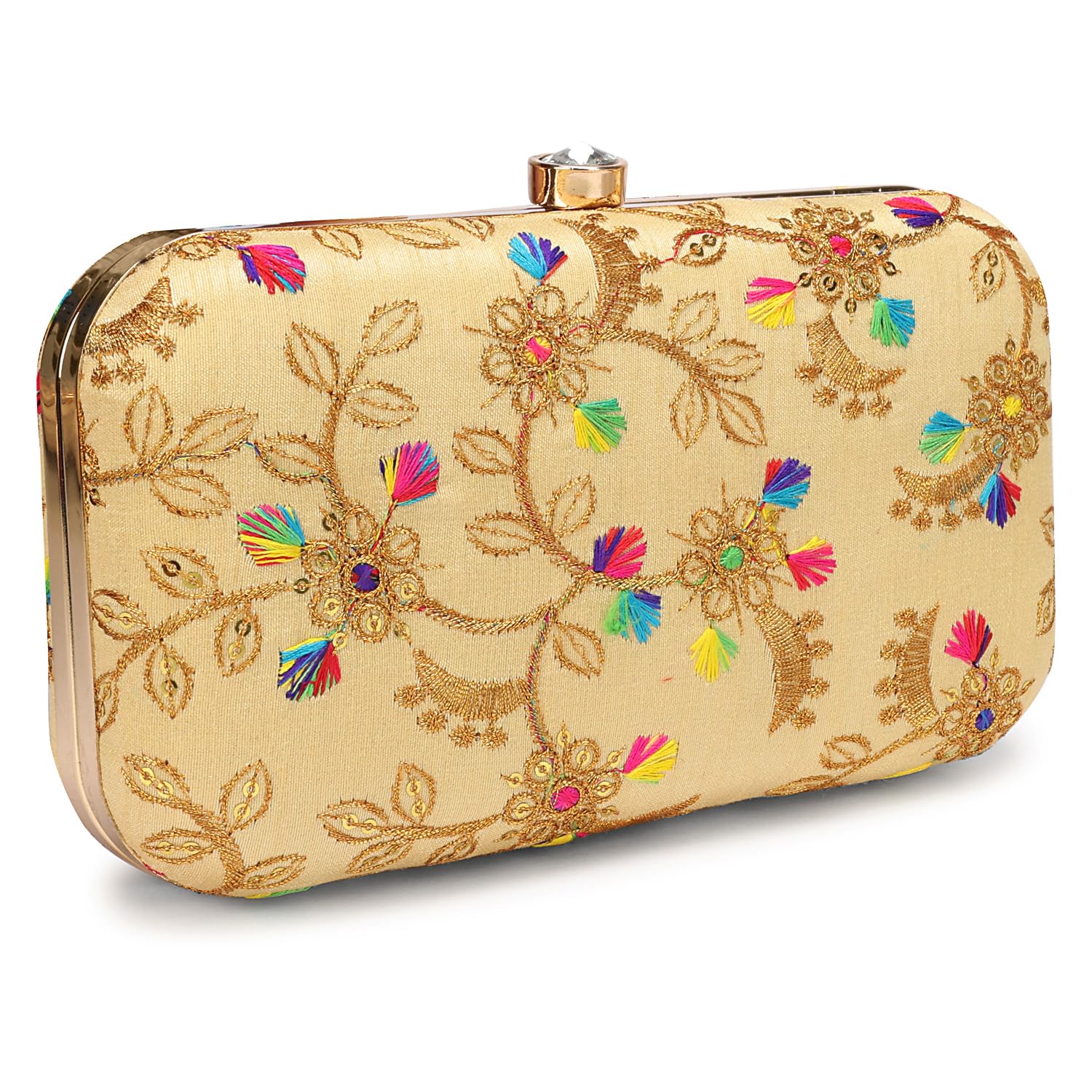 LONGING TO BUY Hand Crafted Designer Box Clutch - Zari Embroidery For Women