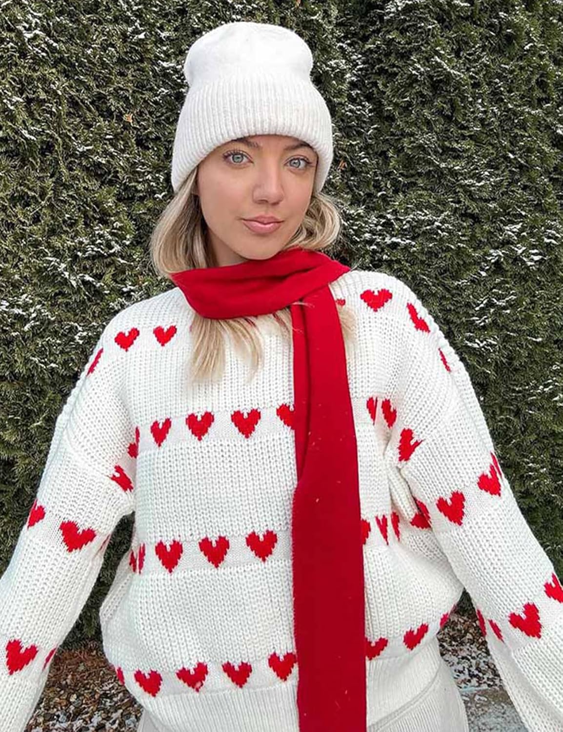 Yimoon Valentine Heart Sweater for Women Cute Long Sleeve Crewneck Chunky Knitted Pullover Sweaters - Image 5