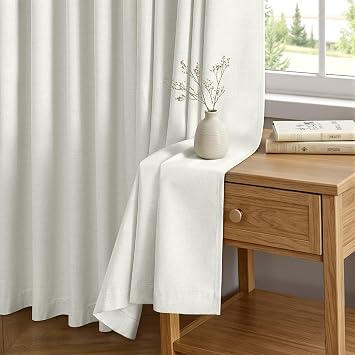 MIULEE Linen Textured 100% Blackout Curtains Drapes White Backing 84 Long