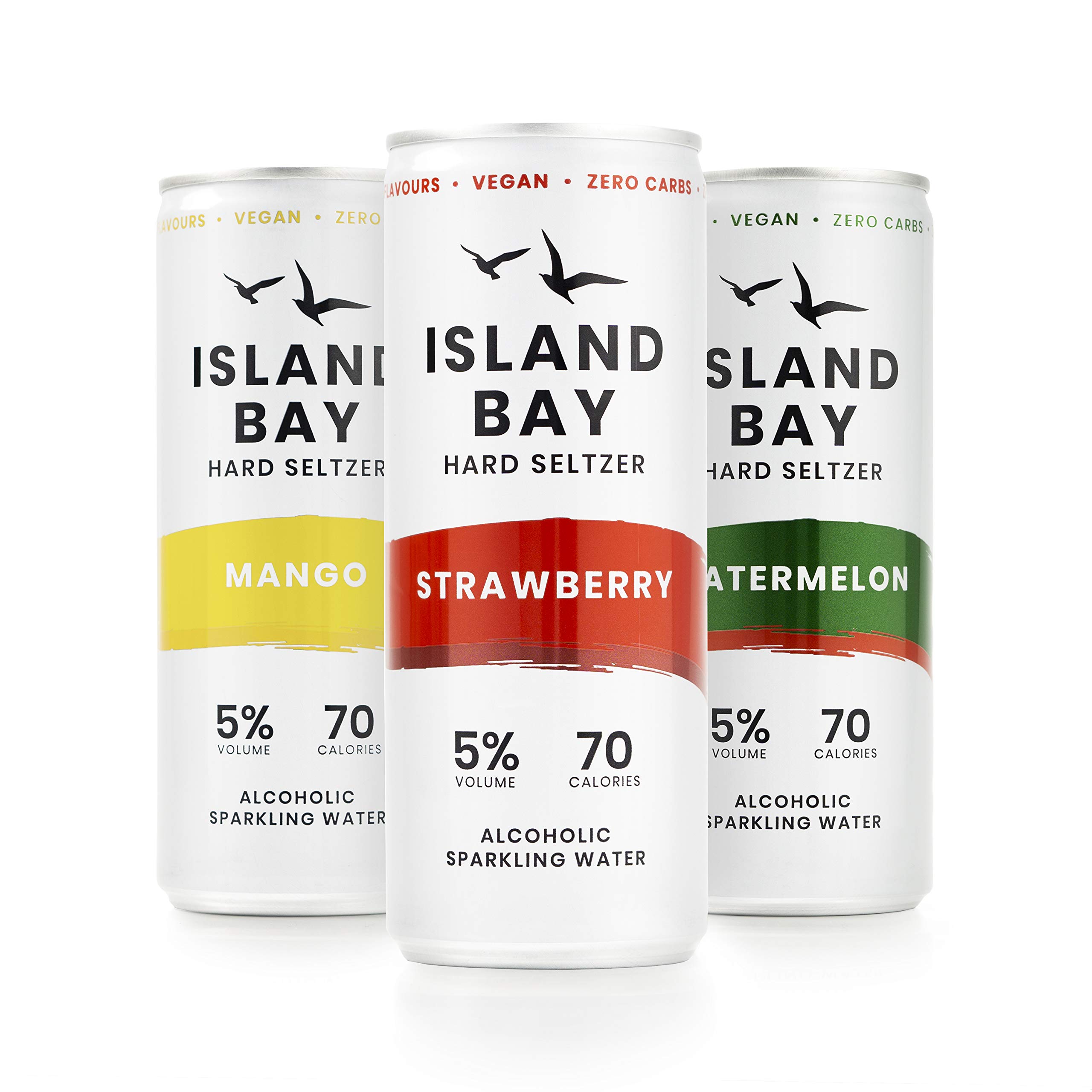 Island Bay Hard Seltzer Mixed Case 24x 250ml Alcohol Sparkling Water. 70 Calories, 5% Vodka, Zero Sugar, Vegan, Gluten Free