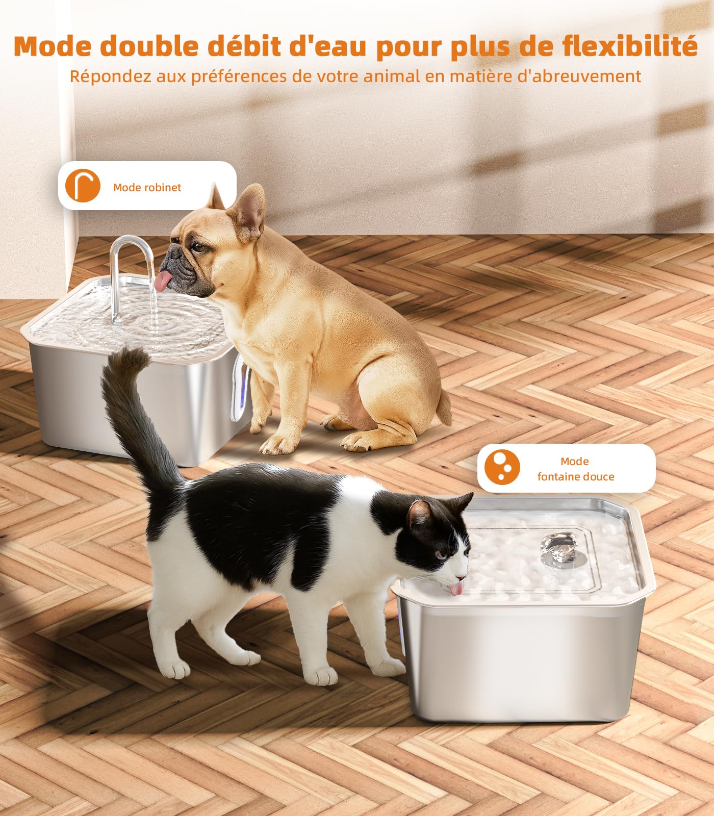 4L Fontaine a Eau Chat INOX avec 6 Filtres Automatique Fontaine à Eau pour Chat Animaux Ultra Silencieux Mangeoirs et Abreuvoirs pour Chats