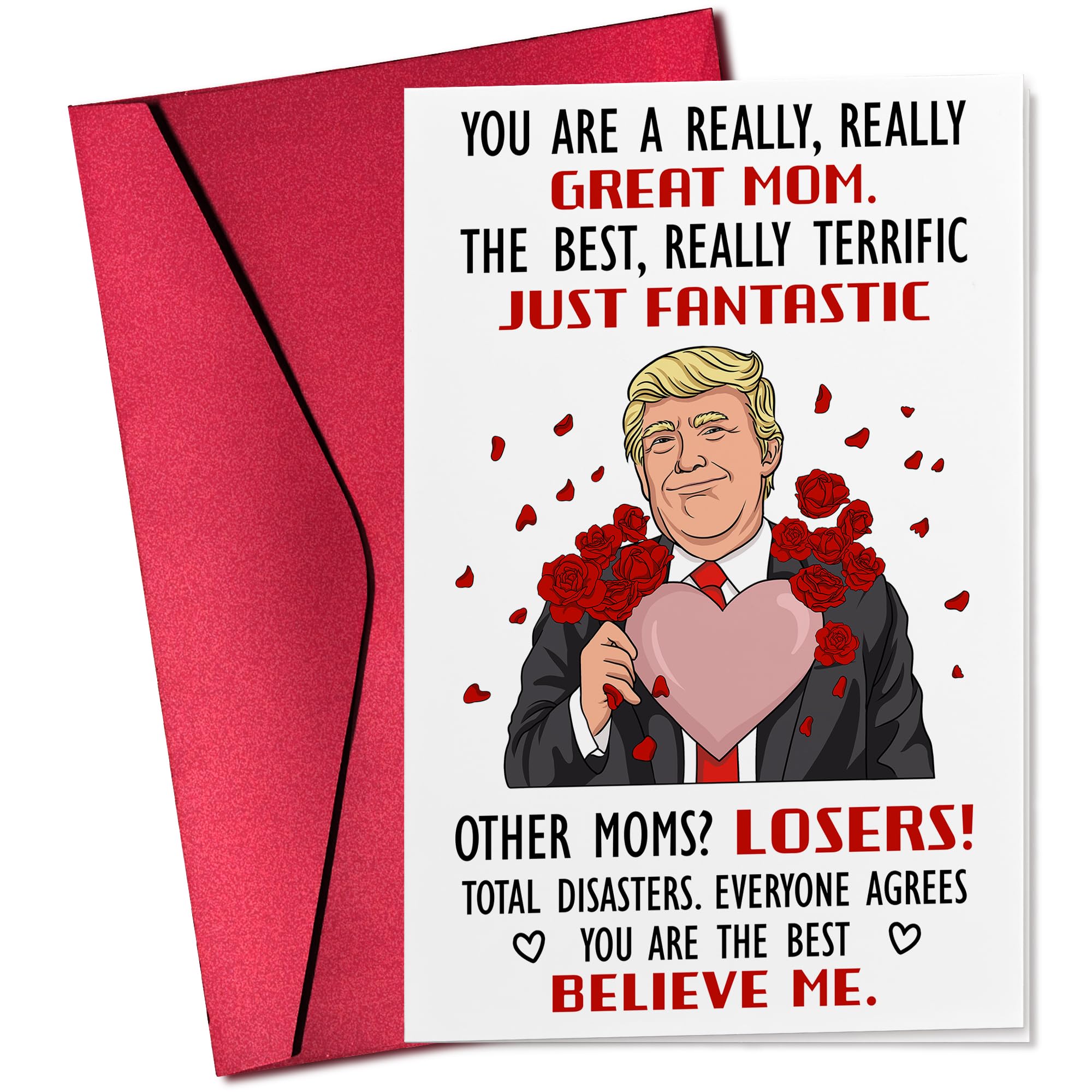 MENANA Birthday Card for Mom - Mom Birthday Cards from Daughter, Son - Funny Moms Cards from Kids, Children - Funny Single 5.3''x 8'' Greeting Card