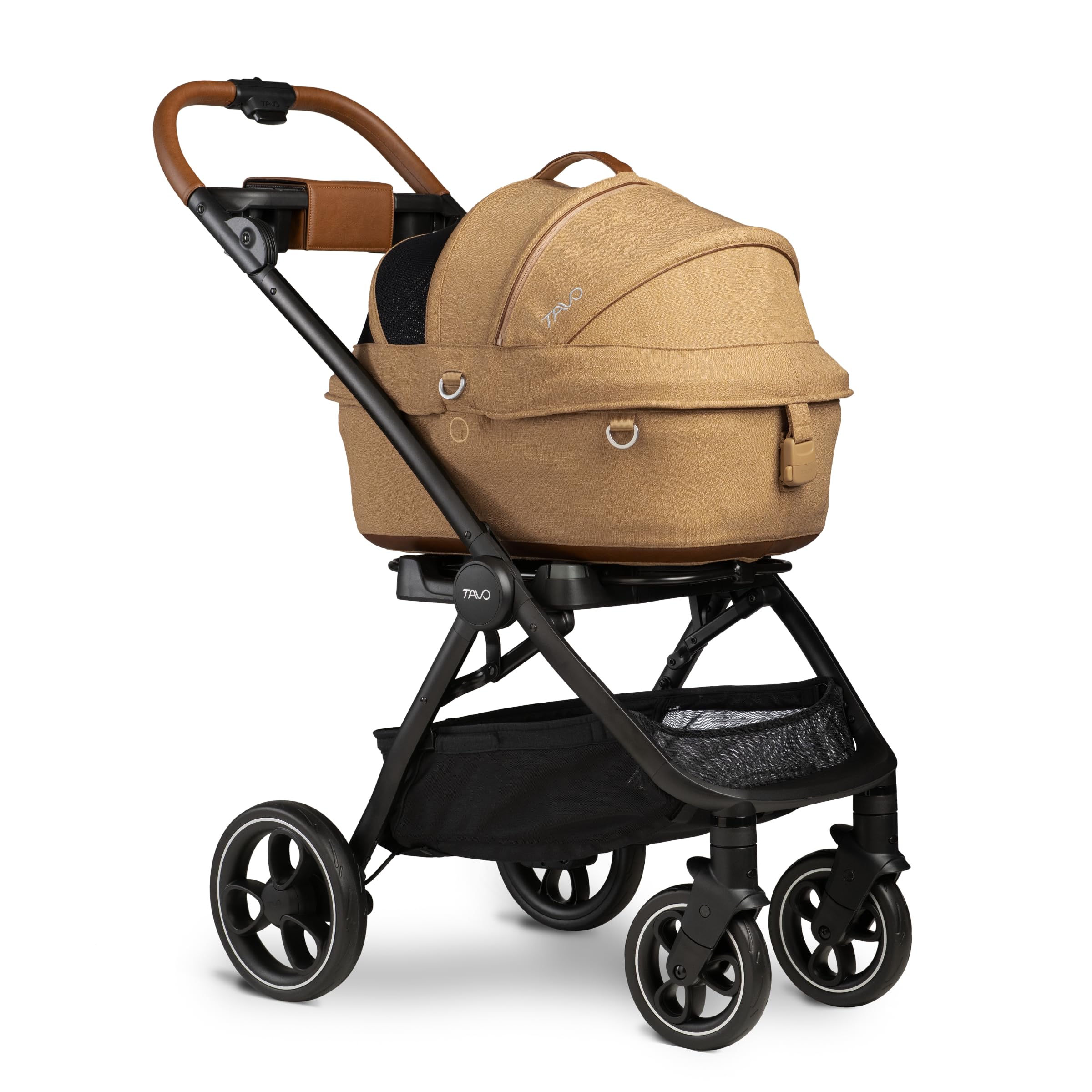 Tavo Maeve Small Flex‑Griff Haustier‑Autositz mit ISOFIX‑Bodenplatte, 2 Matratzenauflagen, Geeignet für Hunde & Katzen bis 12 kg (Sable)