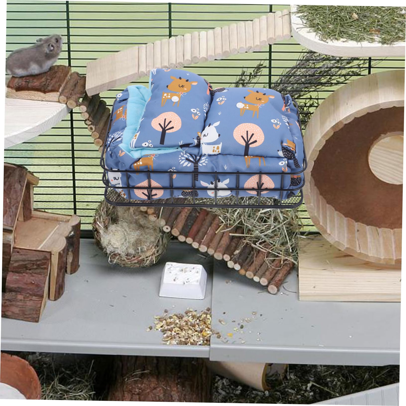 Meerschweinchen Hängematte aus Metall und Baumwolle Blau