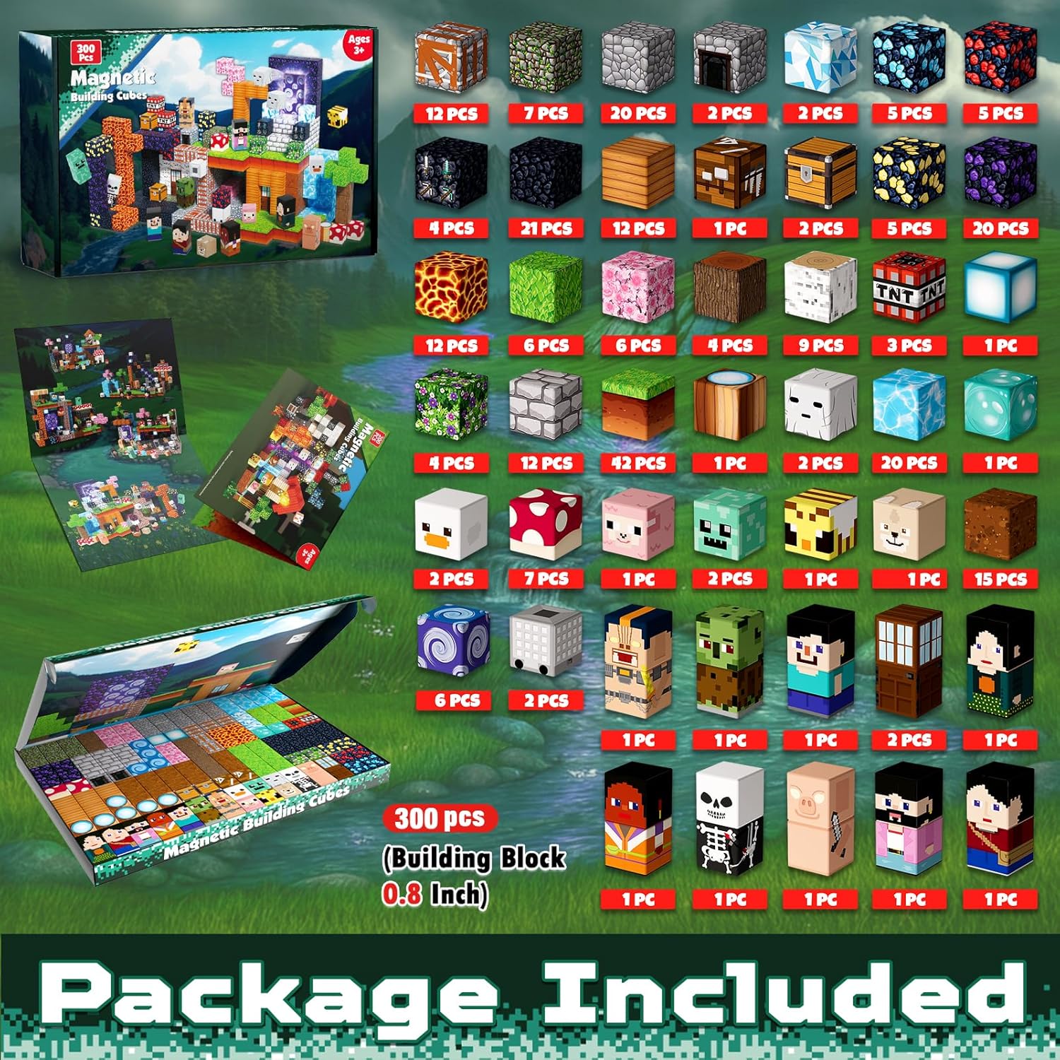 300PCS Magnetic Blocks - Magnetic Building Blocks Cubes Adventurer, Magnet Toys for Kids Age 3+, Toy Building Set for Kids, Magnets Stacking Construction Birthday Gifts for Boys Girls Age 4-8, 8-12 - Image 2