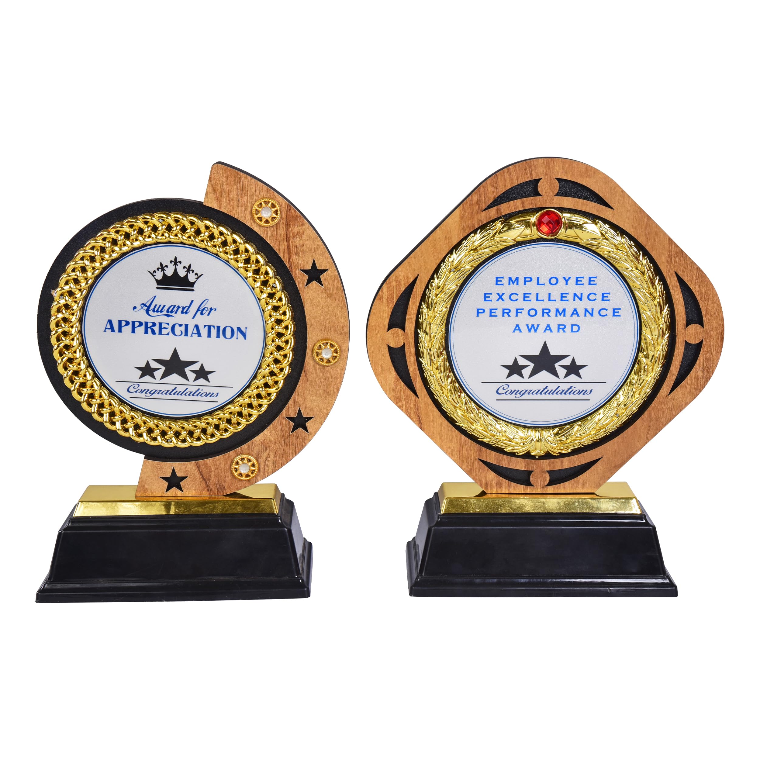 Victory Wooden Memento Trophy | Award for Appreciation | Employee Excellence Performance Award | Corporate Gifts Laser Finish | Sturdy Base | Dual Color Combo-picture-48