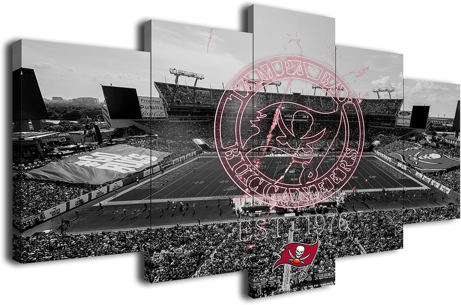 City American Football Poster Black and White Stadium Neon Badge Canvas Wall Art Print Home Decor Pattern 5 Large Framed Picture Direct Hanging